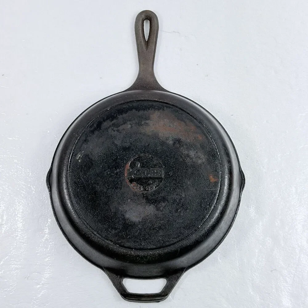 Vintage Lodge Cast Iron Skillet 8SK Heat Ring Double Handle 10